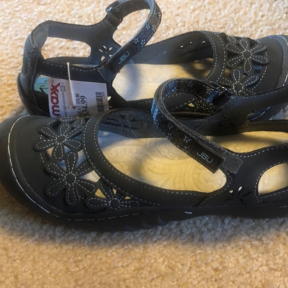 JBU Black Sandals with Adjustable Strap and Cushioned Sole - Picture 2 of 8
